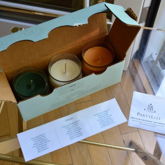 Partylite Bestburn 3 Mini Barrel Jar Candles Trio - Picture 1 of 9